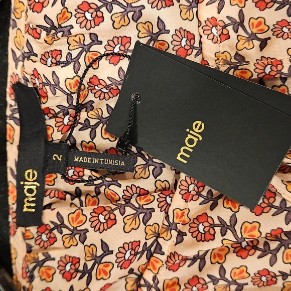 💕MAJE Lolivate Floral-Print Satin Blouse Mini Fleurs Print Size 2 = Medium NWT - Picture 15 of 16